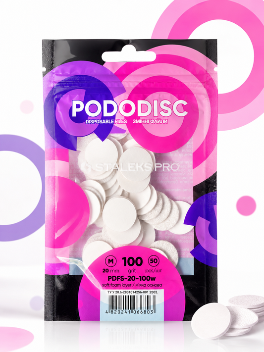 Discos de Repuesto PODODISC STALEKS PRO M 20 mm con Base de Espuma – Grano 100 | 50 pzas